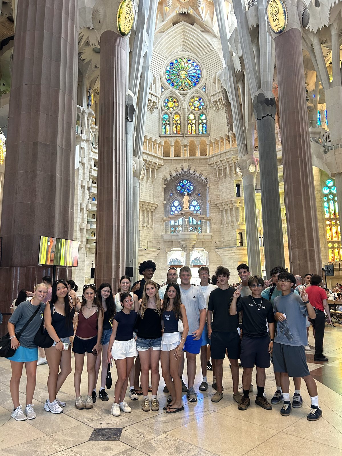 Atlas Tennis Signature Summer group at La Sagrada Familia in Barcelona